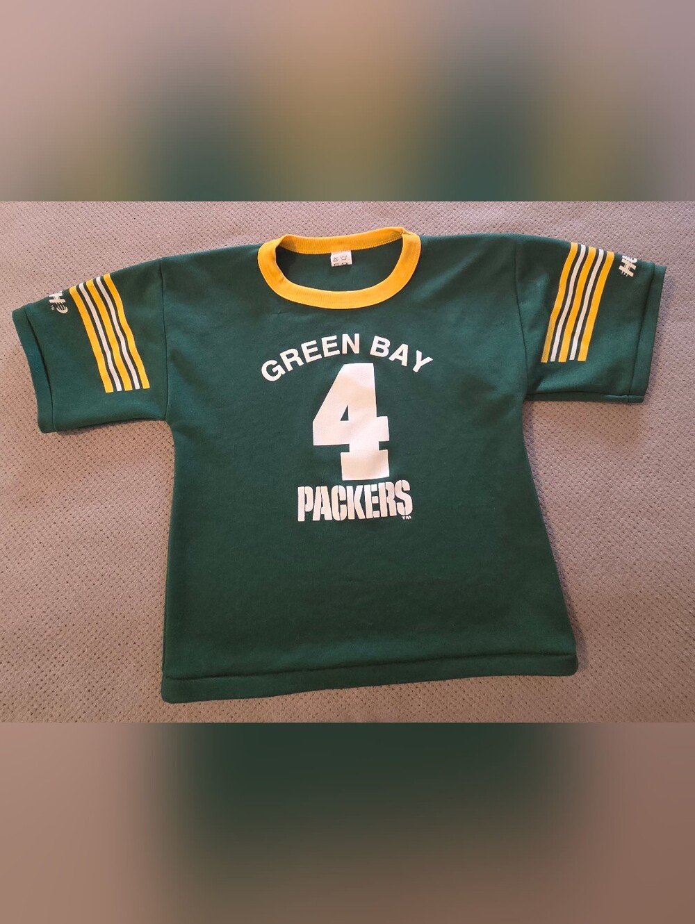 VINTAGE Green Bay Packers #4 Brett Favre FOOTBALL JERSEY BY HUTCH SIZE YOUTH MED
